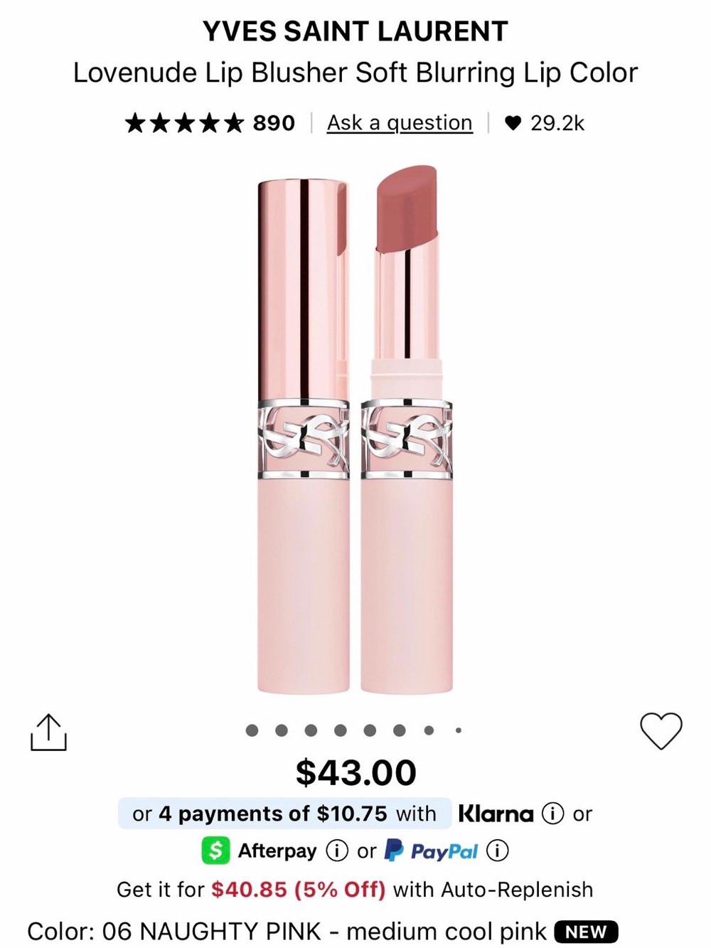 Yves Saint Laurent Lovenude Lip Blusher - Naughty Pink